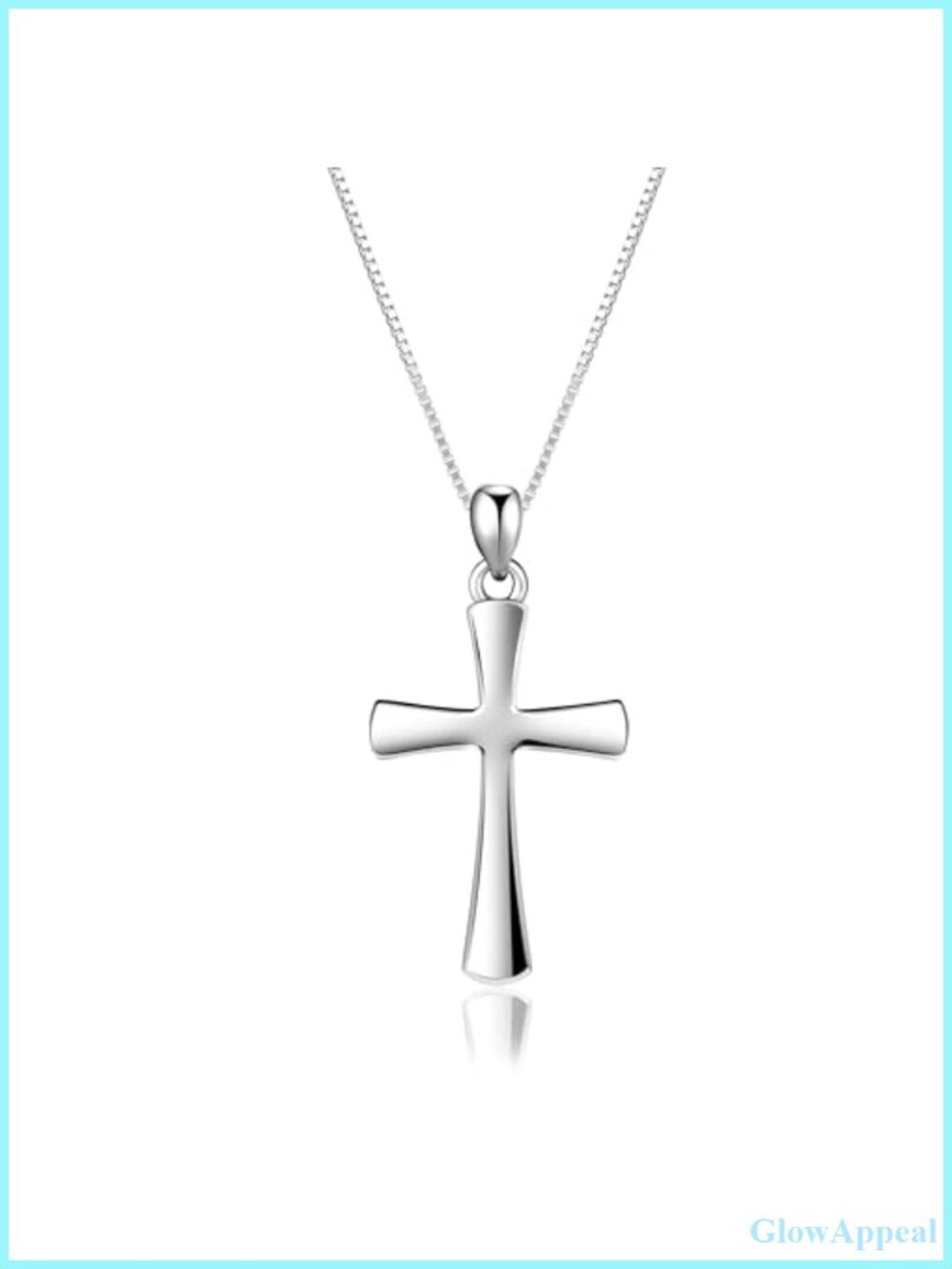 925 Sterling Silver Cross Necklace White Gold Plated Pendant Box Chain 18+2 inch